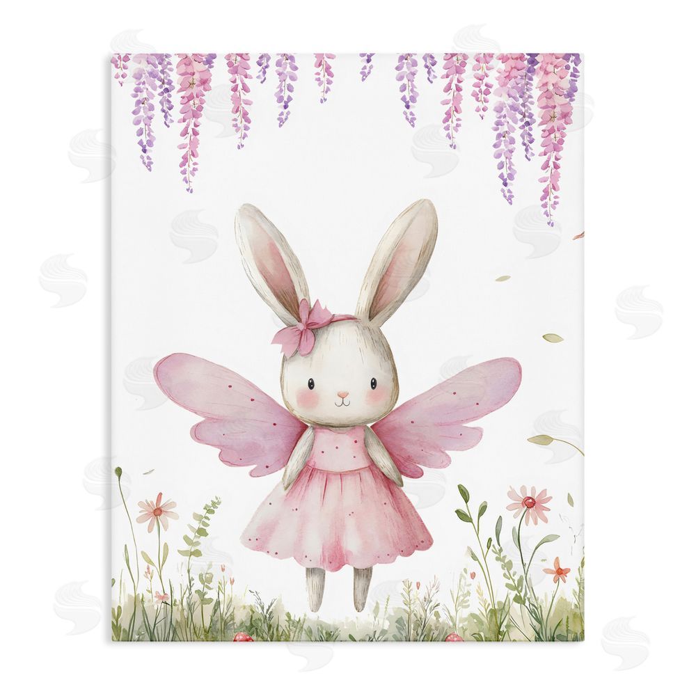 LSR Design Studio Woodland Bunny Forest Fairy Stretched Canvas Wall Art Print
