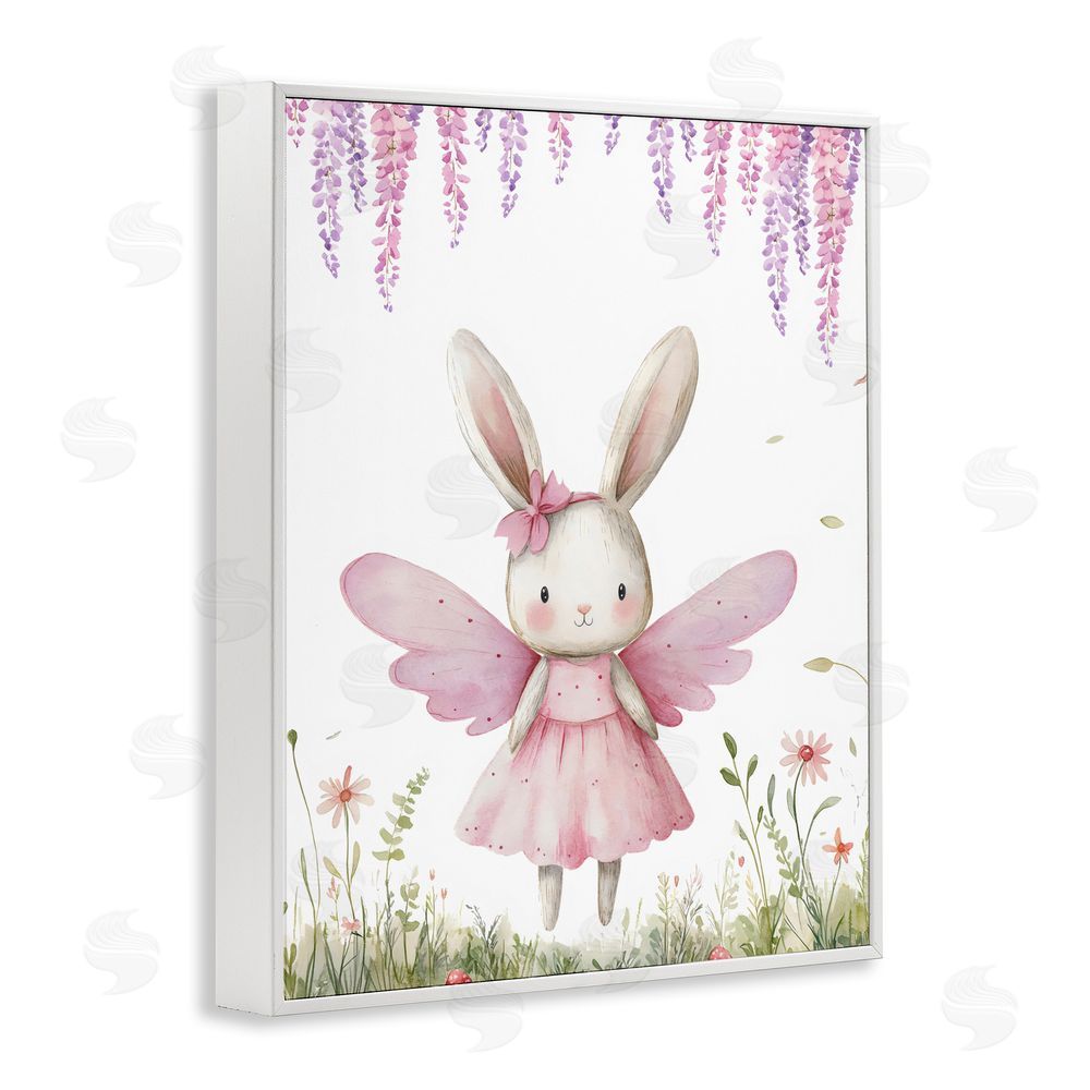 LSR Design Studio Woodland Bunny Forest Fairy White Framed Giclee Wall Art Print