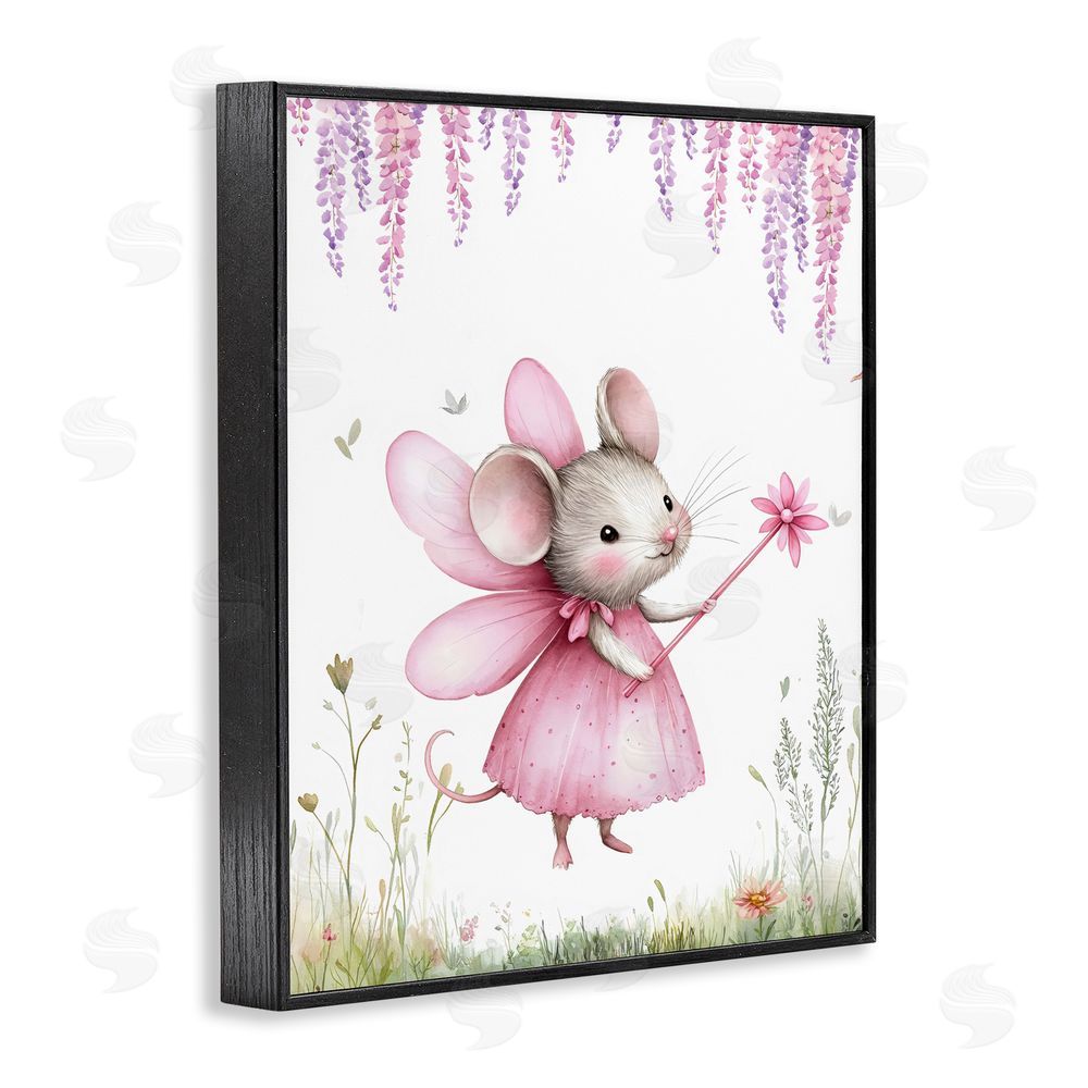 LSR Design Studio Woodland Mouse Forest Fairy Black Framed Giclee Wall Art Print
