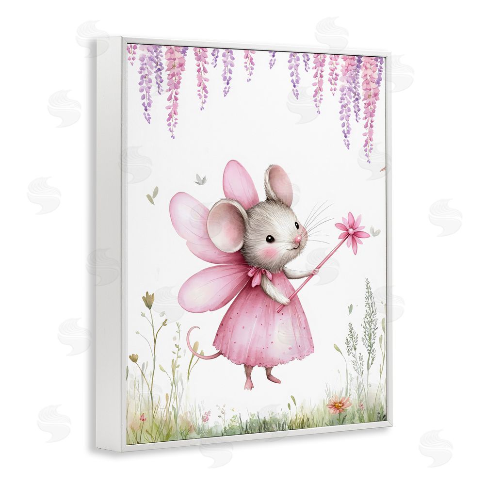 LSR Design Studio Woodland Mouse Forest Fairy White Framed Giclee Wall Art Print
