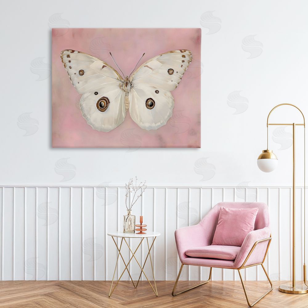 Arlington Prints Gossamer Butterfly on Blush Background Stretched Canvas Wall Art in Room