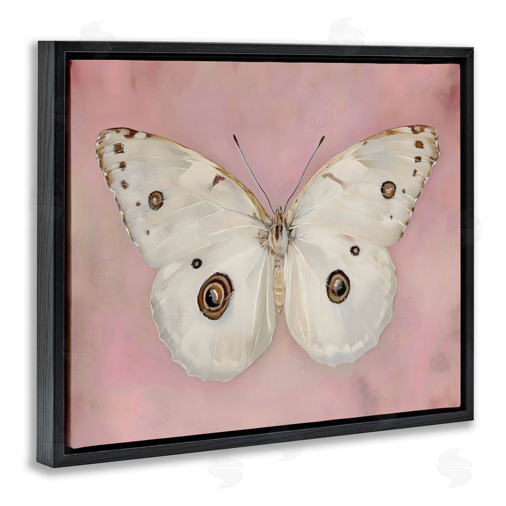 Arlington Prints Gossamer Butterfly on Blush Background Black Floating Framed Canvas Wall Art