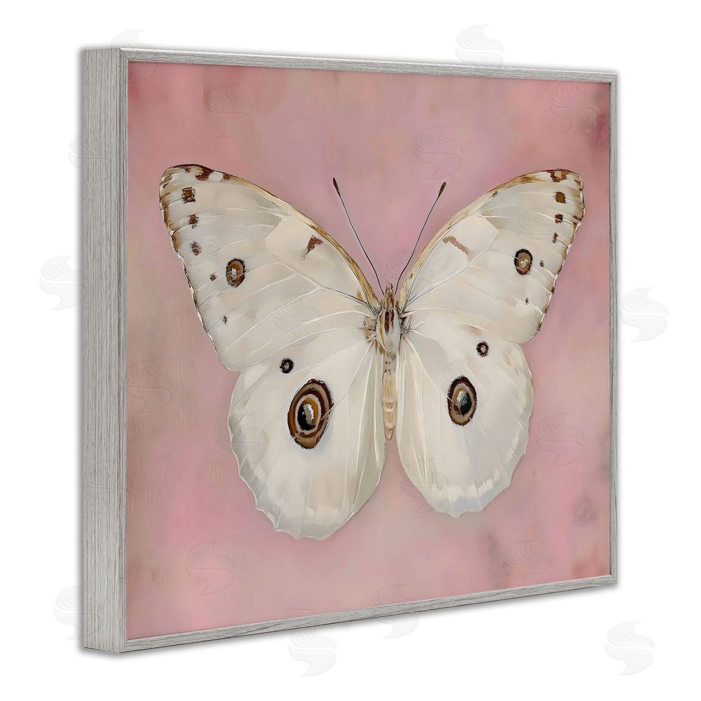 Arlington Prints Gossamer Butterfly on Blush Background Gray Framed Giclee Wall Art