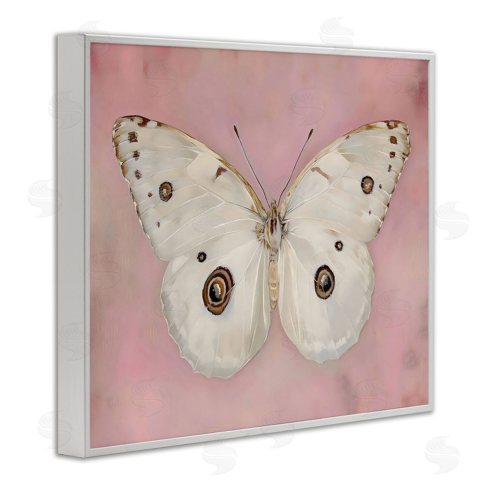 Arlington Prints Gossamer Butterfly on Blush Background White Framed Giclee Wall Art