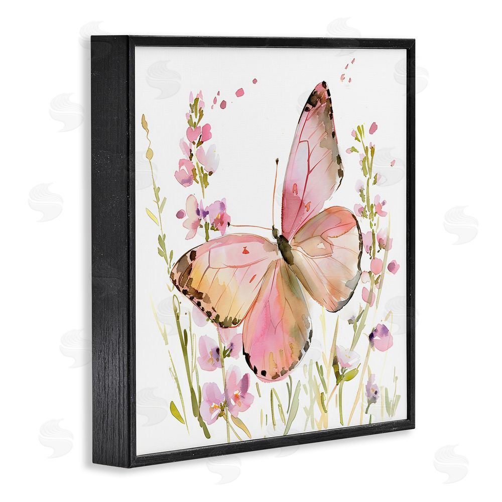 Creative Studio Colorful Spring Butterfly Pink Black Framed Giclee Wall Art Print
