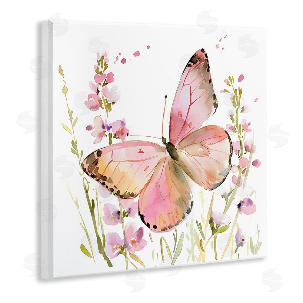 Creative Studio Colorful Spring Butterfly Pink Wall Plaque with Fixed Lithograph Print