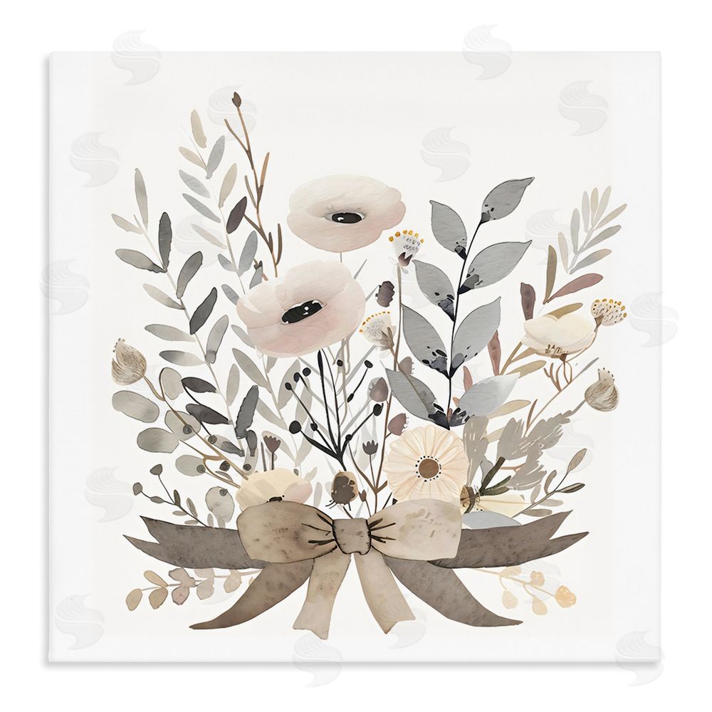 Creative Studio Neutral Floral Bouquet Beige Stretched Canvas Wall Art