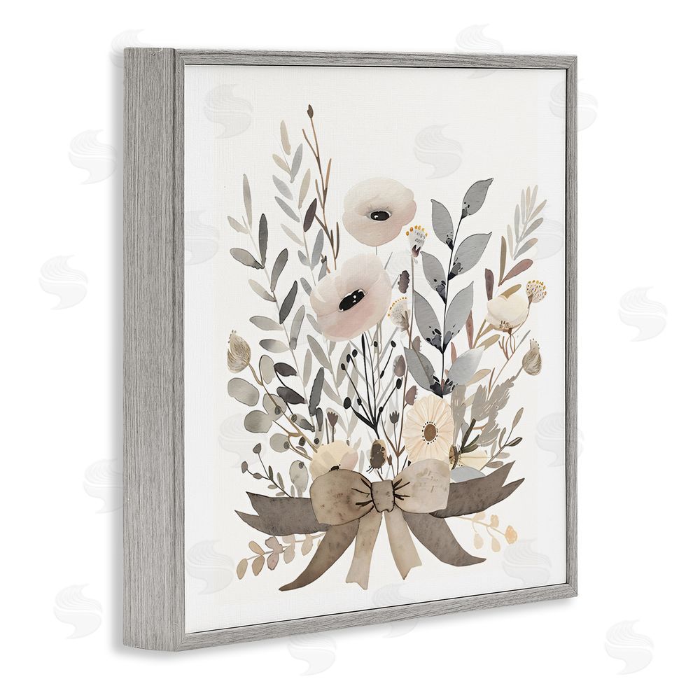 Creative Studio Neutral Floral Bouquet Beige Gray Framed Giclee Wall Art