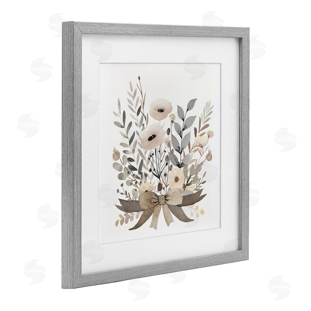 Creative Studio Neutral Floral Bouquet Beige Gray Framed Print Under Glass Wall Art