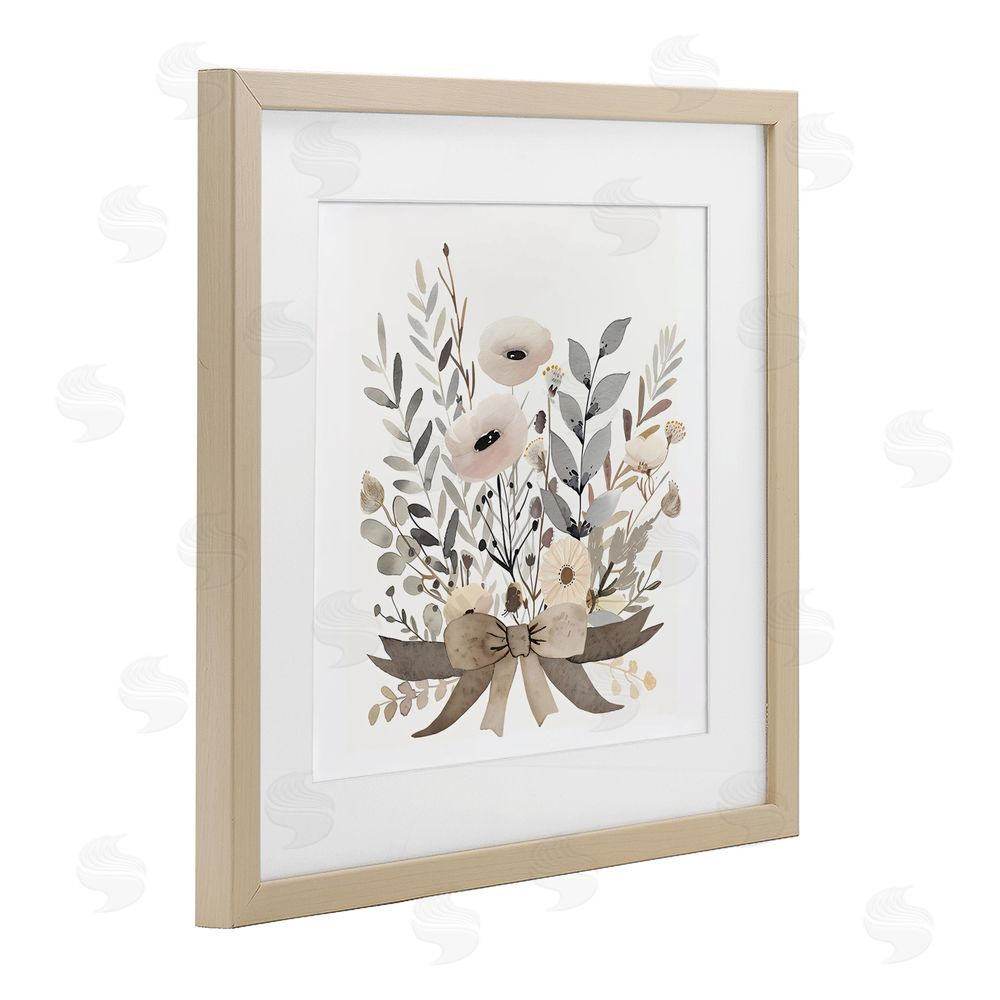 Creative Studio Neutral Floral Bouquet Beige Brown Framed Print Under Glass Wall Art