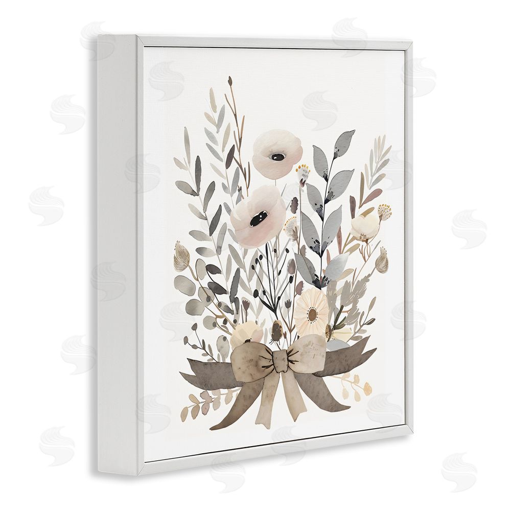 Creative Studio Neutral Floral Bouquet Beige White Framed Giclee Wall Art