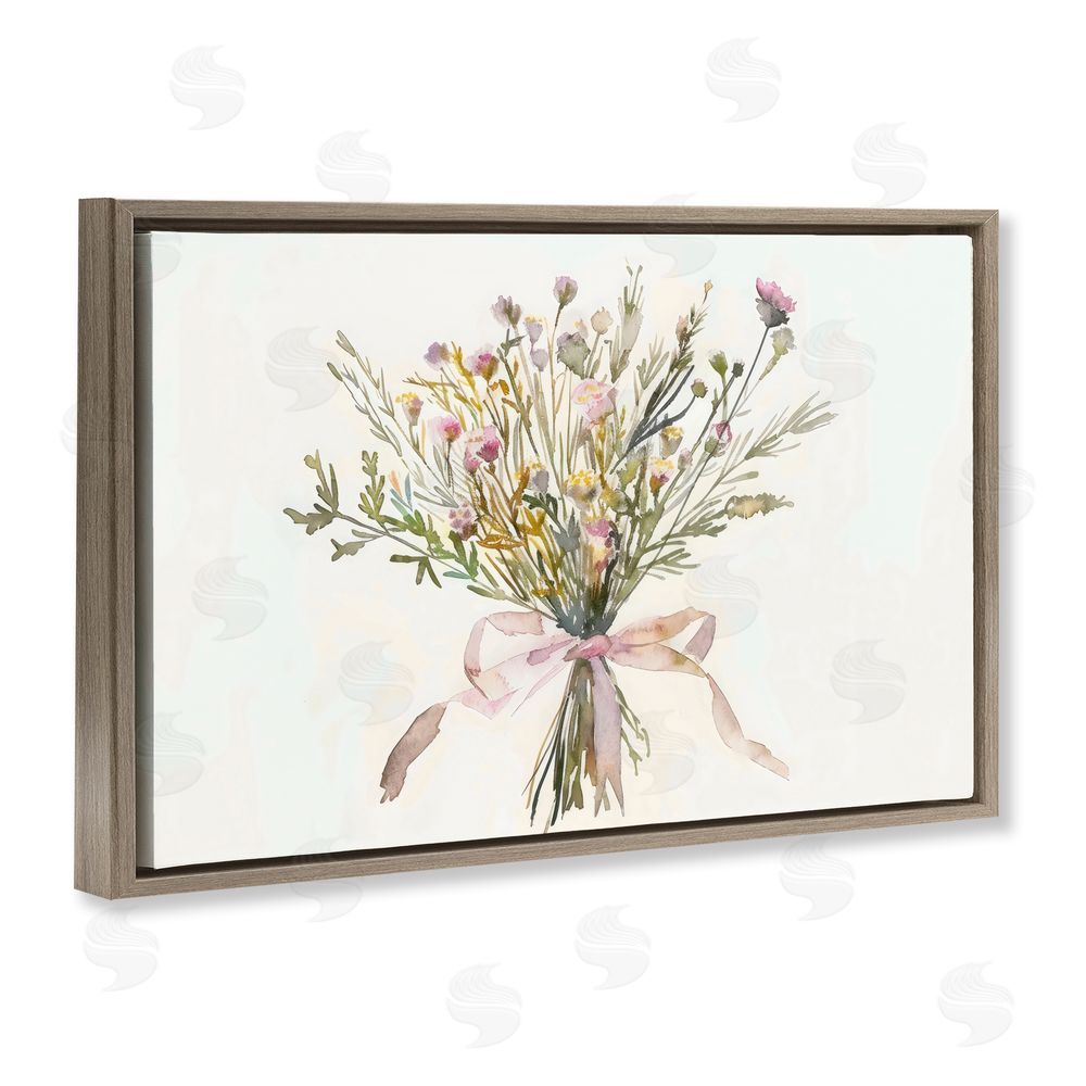 Creative Studio Bouquet of Spring Wildflowers Brown Floating Frame Canvas Wall Art Print