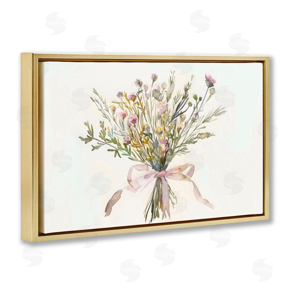 Creative Studio Bouquet of Spring Wildflowers Gold Floating Frame Canvas Wall Art Print
