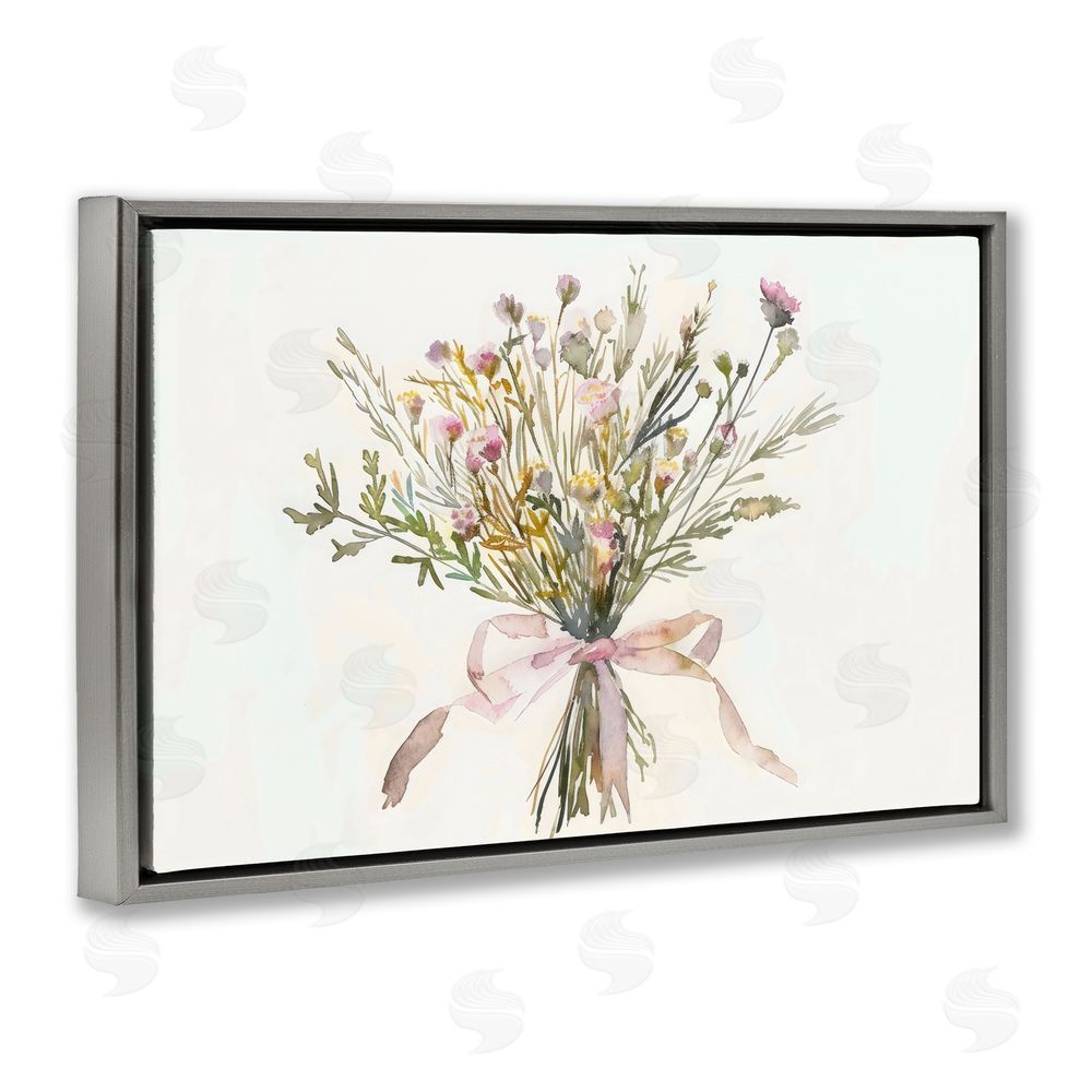 Creative Studio Bouquet of Spring Wildflowers Gray Floating Frame Canvas Wall Art Print