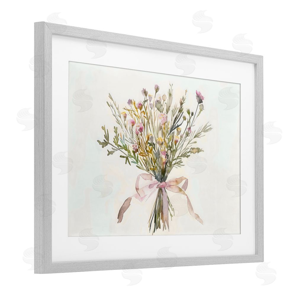 Creative Studio Bouquet of Spring Wildflowers Gray Framed Print Under Glass Wall Art