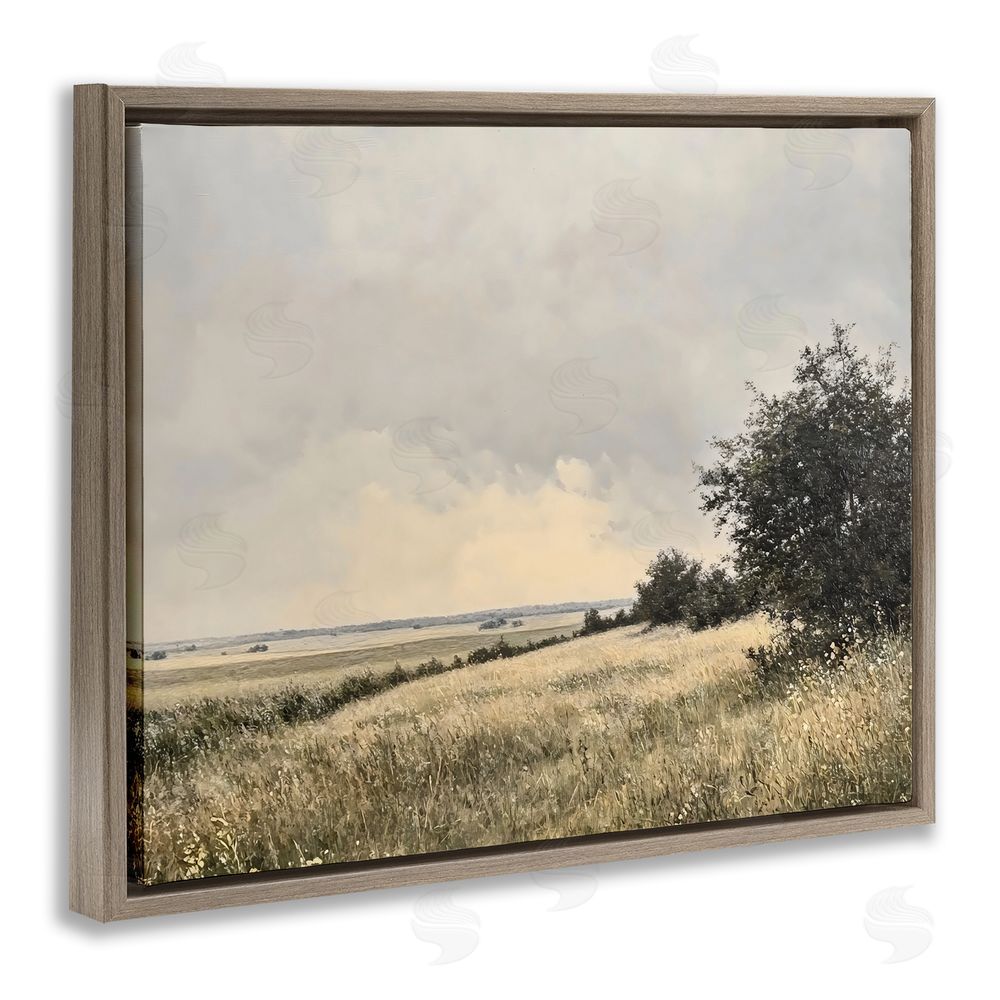 Franklyn Gregory Rustic Countryside Hill Landscape Brown Floating Framed Canvas Wall Art