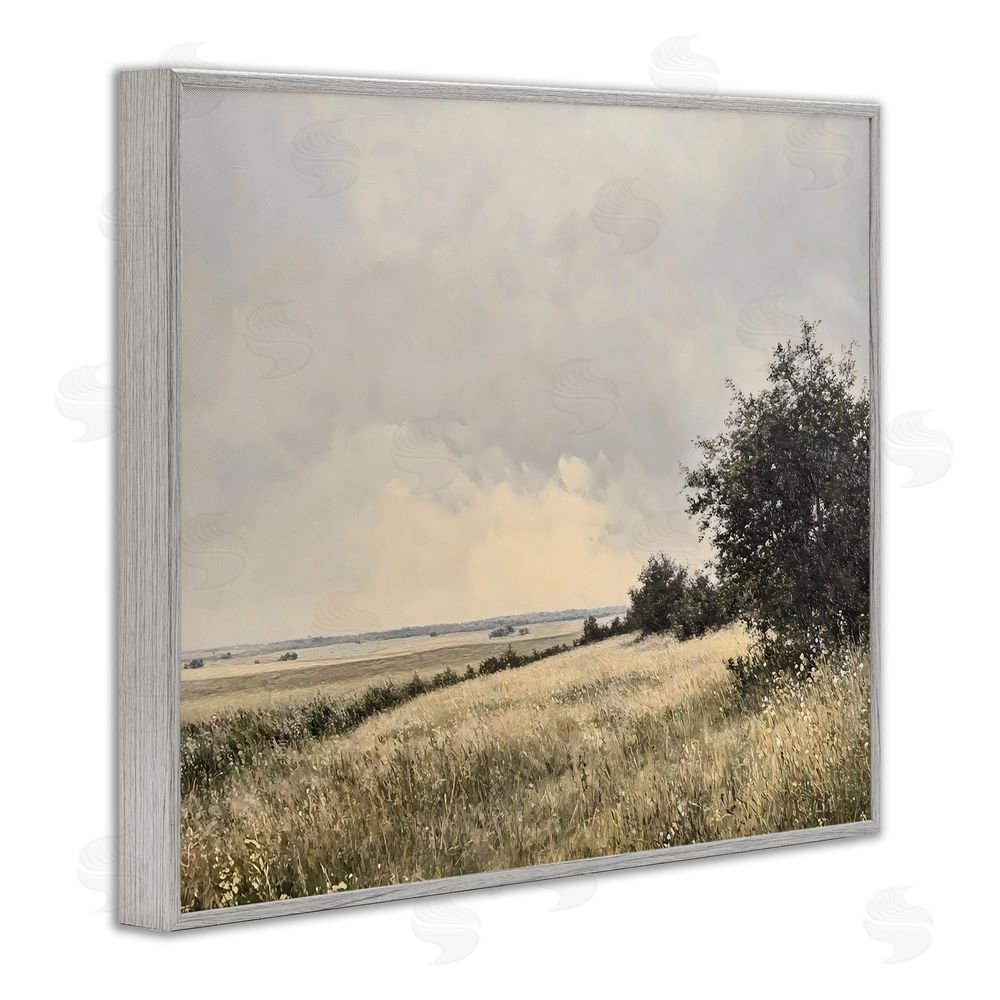 Franklyn Gregory Rustic Countryside Hill Landscape Gray Framed Giclee Wall Art
