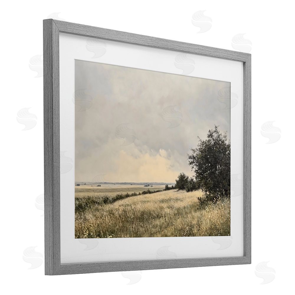 Franklyn Gregory Rustic Countryside Hill Landscape Gray Framed Print Under Glass Wall Art