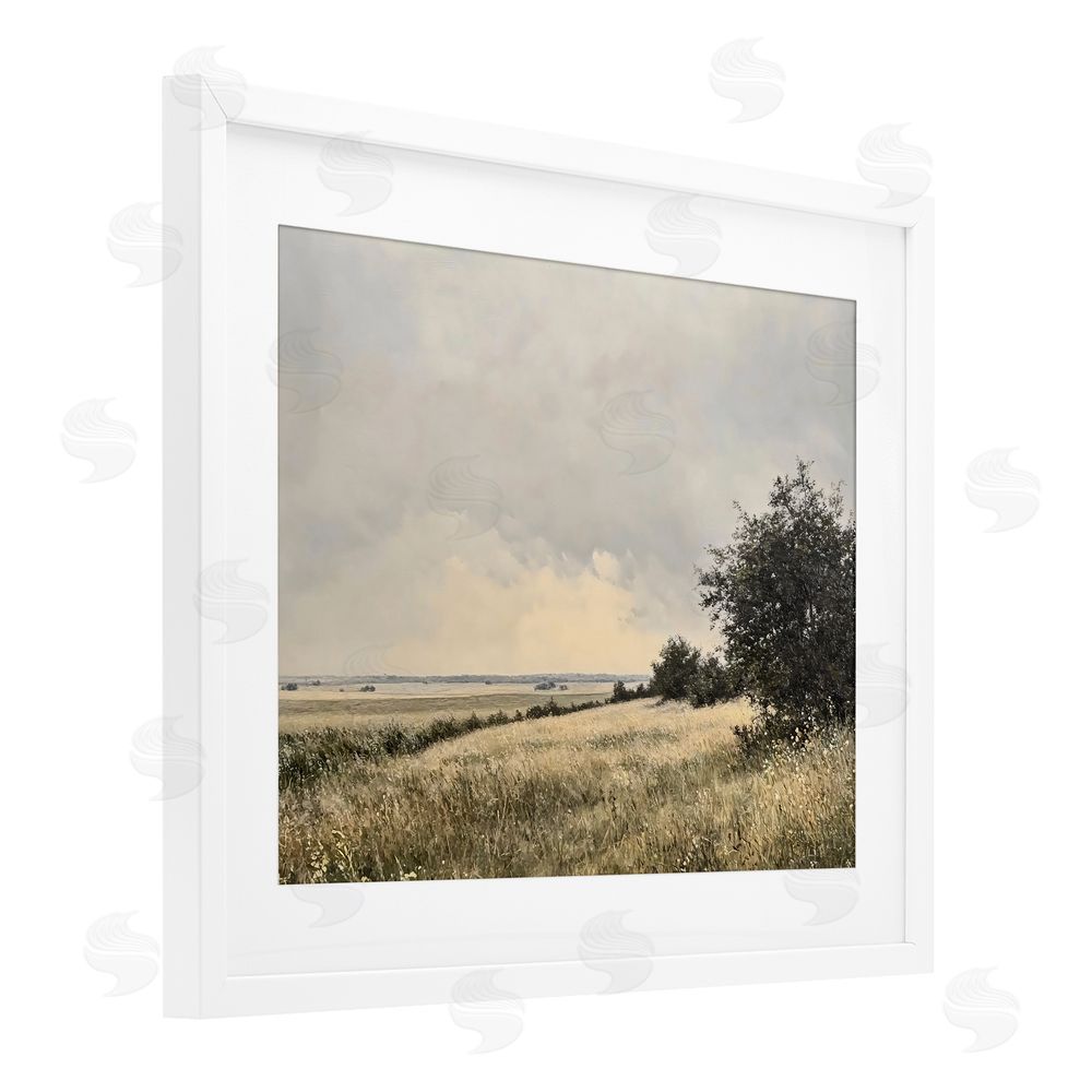 Franklyn Gregory Rustic Countryside Hill Landscape White Framed Print Under Glass Wall Art