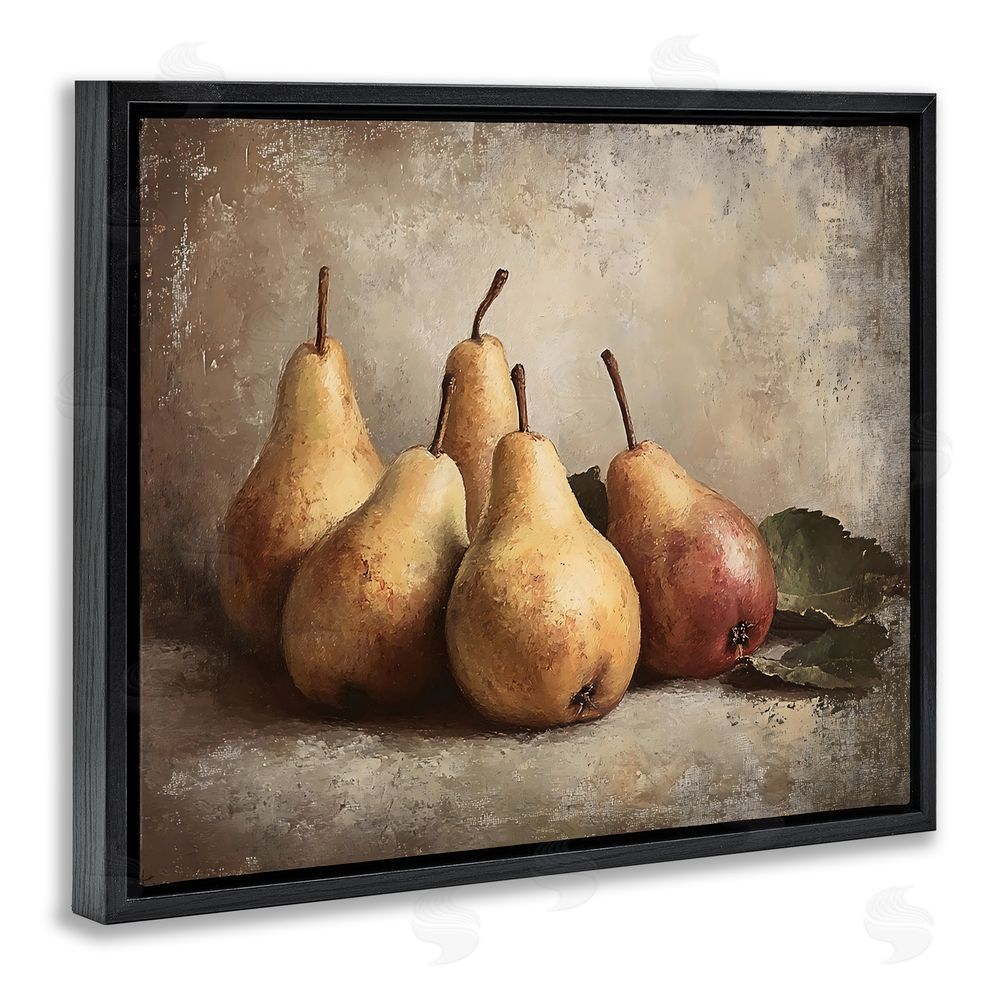 Franklyn Gregory Neutral Pear Still Life Black Floating Framed Canvas Wall Art