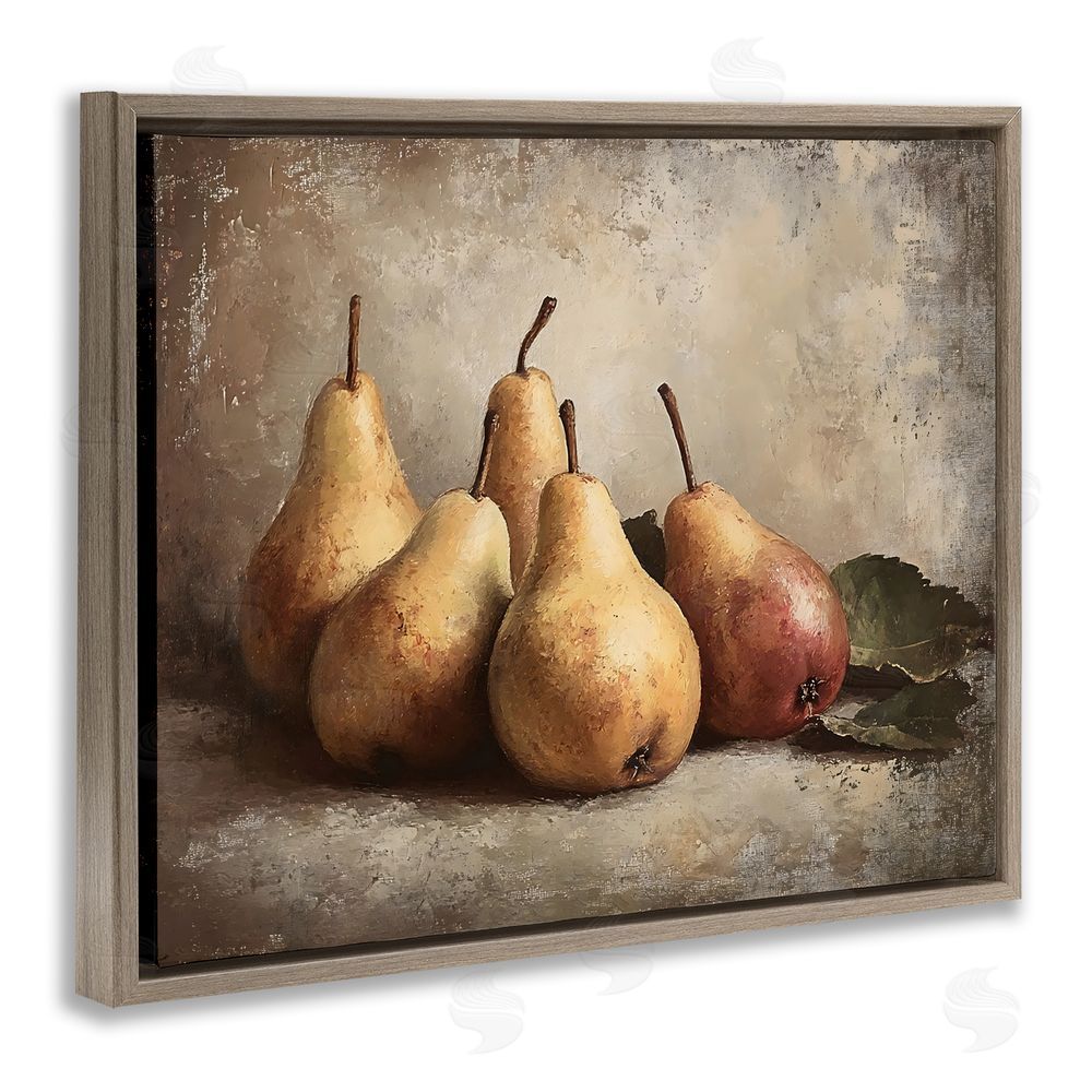 Franklyn Gregory Neutral Pear Still Life Brown Floating Framed Canvas Wall Art