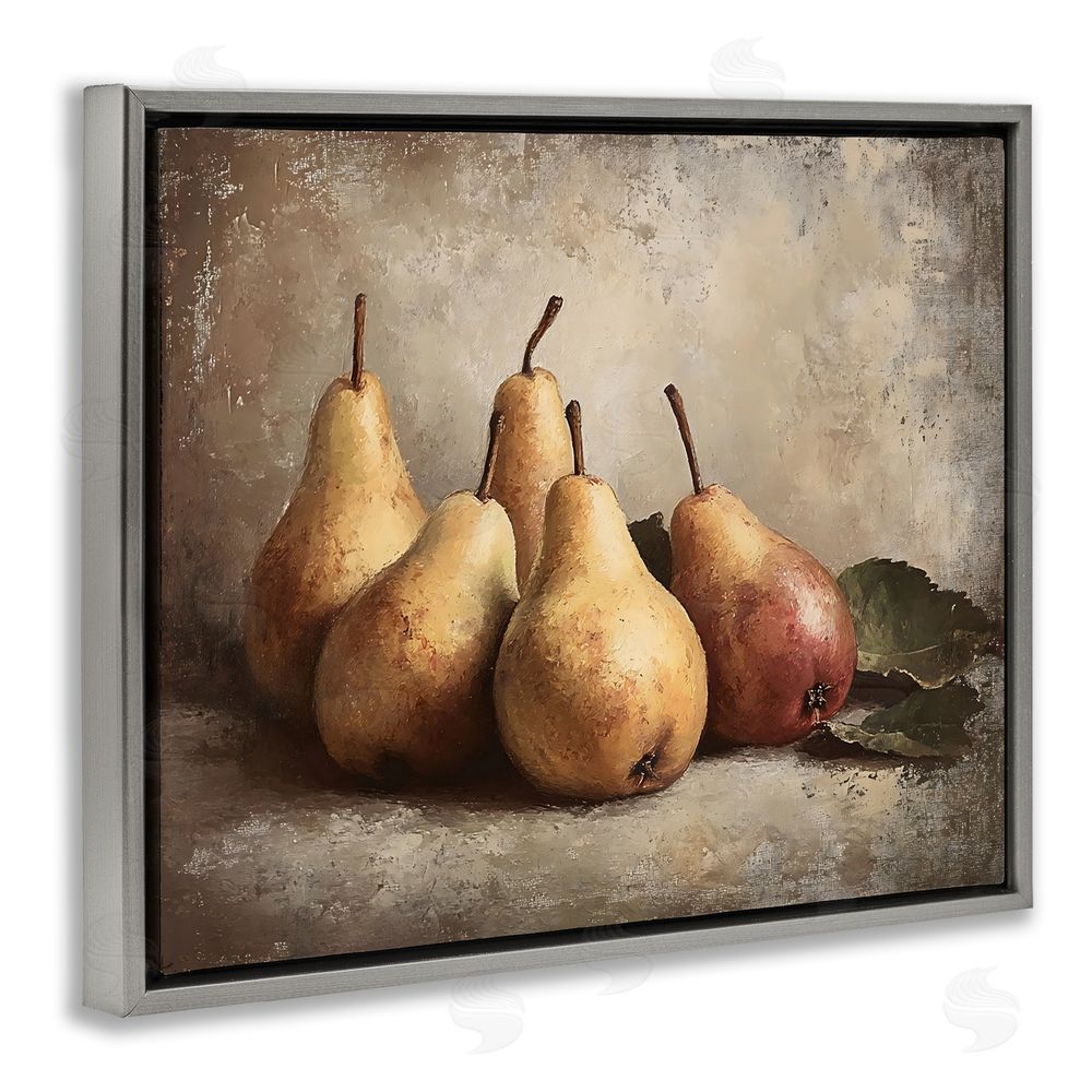 Franklyn Gregory Neutral Pear Still Life Gray Floating Framed Canvas Wall Art