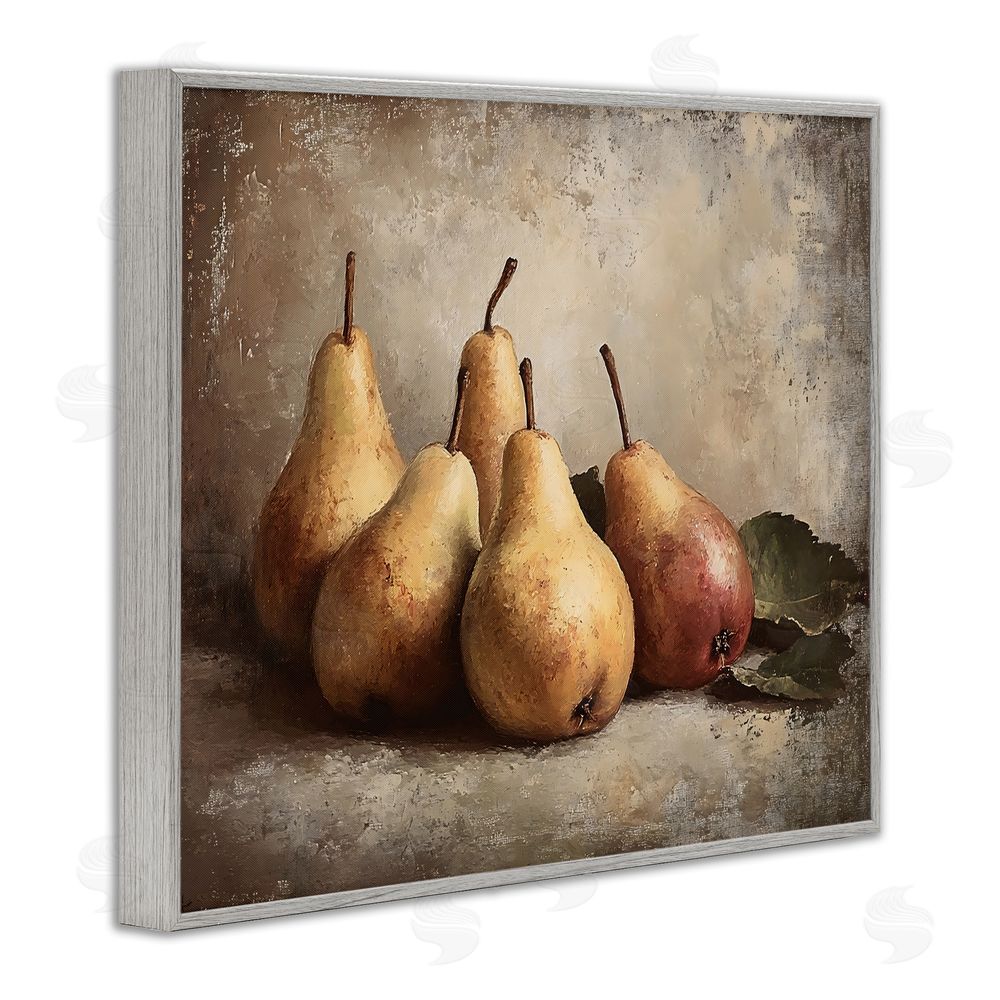 Franklyn Gregory Neutral Pear Still Life Gray Framed Giclee Wall Art