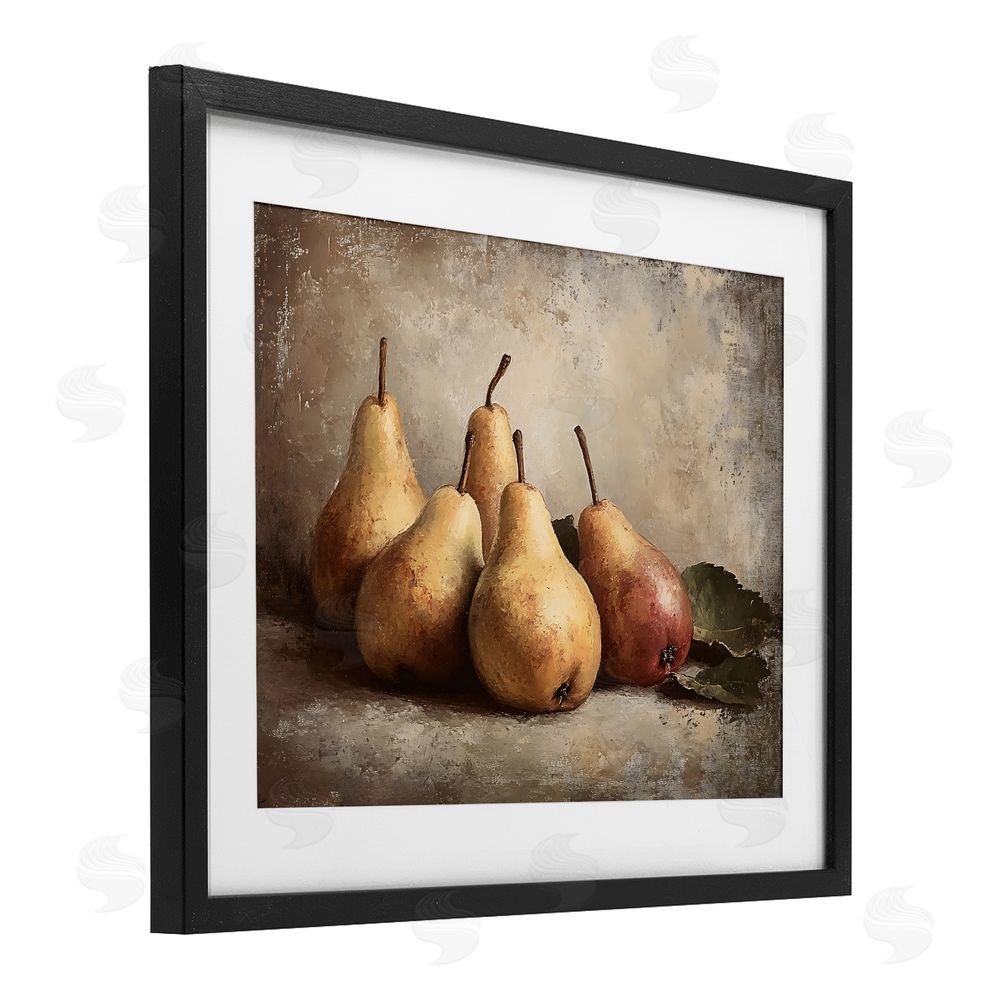 Franklyn Gregory Neutral Pear Still Life Black Framed Print Under Glass Wall Art