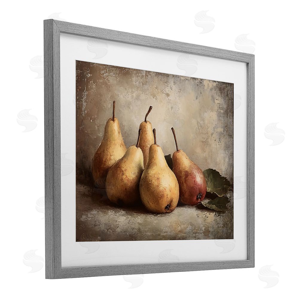 Franklyn Gregory Neutral Pear Still Life Gray Framed Print Under Glass Wall Art