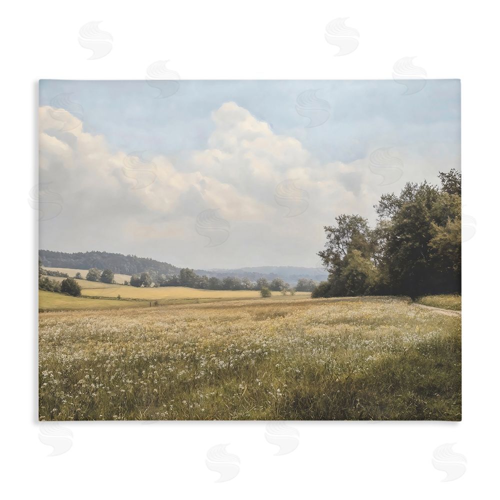 Franklyn Gregory Summer Landscape Cloudy Meadow Stretched Canvas Wall Art Print