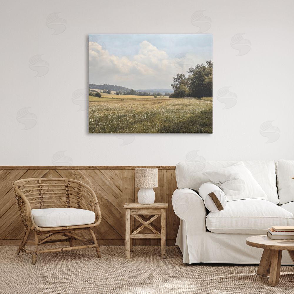 Franklyn Gregory Summer Landscape Cloudy Meadow Stretched Canvas on Wall