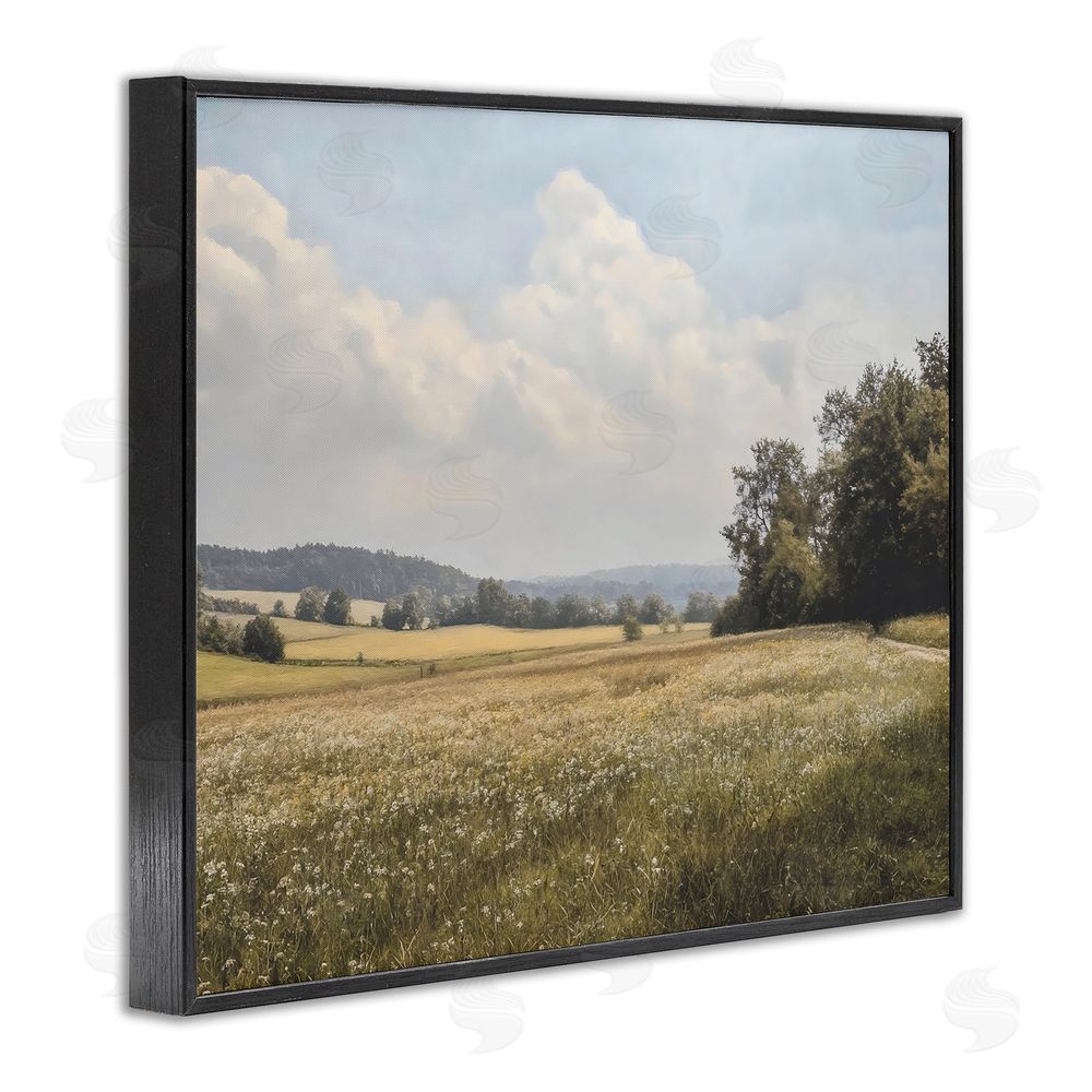 Franklyn Gregory Summer Landscape Cloudy Meadow Black Framed Giclee Wall Art Print