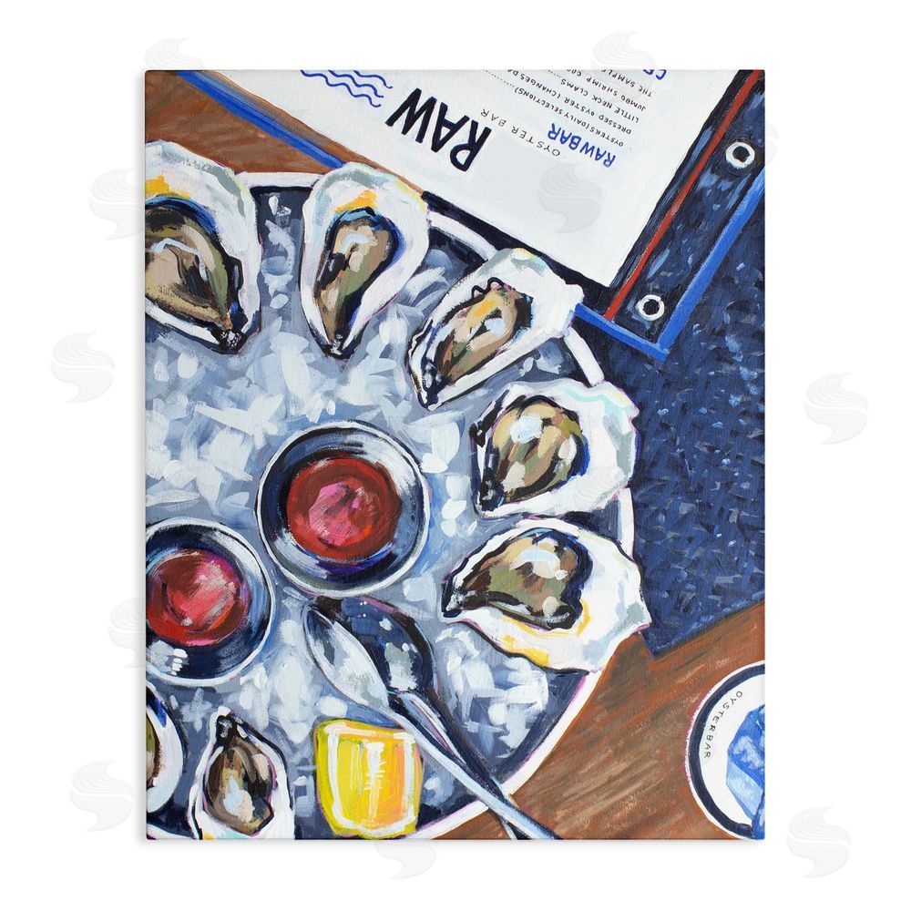Rachel Nerney Oysters on Ice Stretched Canvas Wall Art