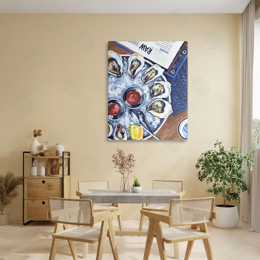 Rachel Nerney Oysters on Ice Stretched Canvas Wall Art in Room