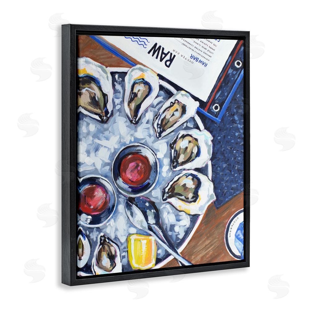 Rachel Nerney Oysters on Ice Black Floating Framed Canvas Wall Art