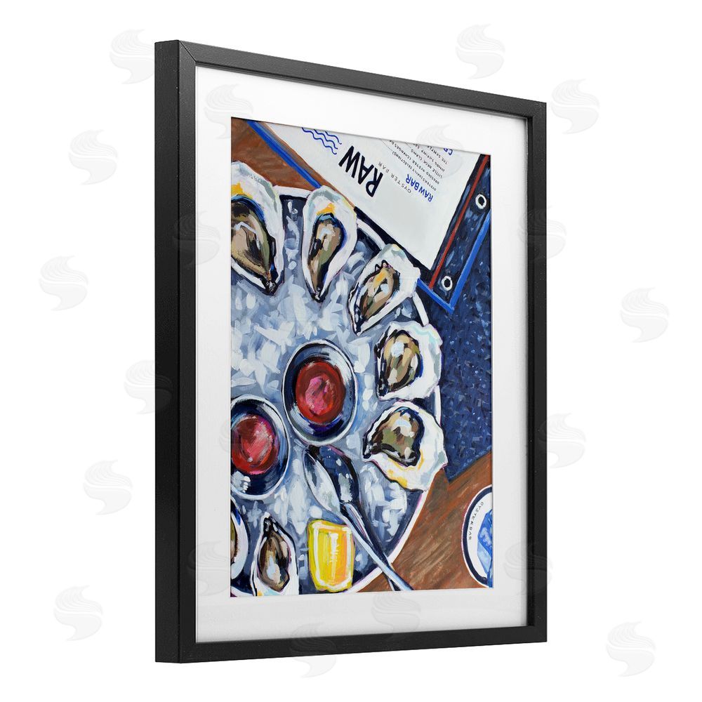 Rachel Nerney Oysters on Ice Black Framed Print Under Glass Wall Art