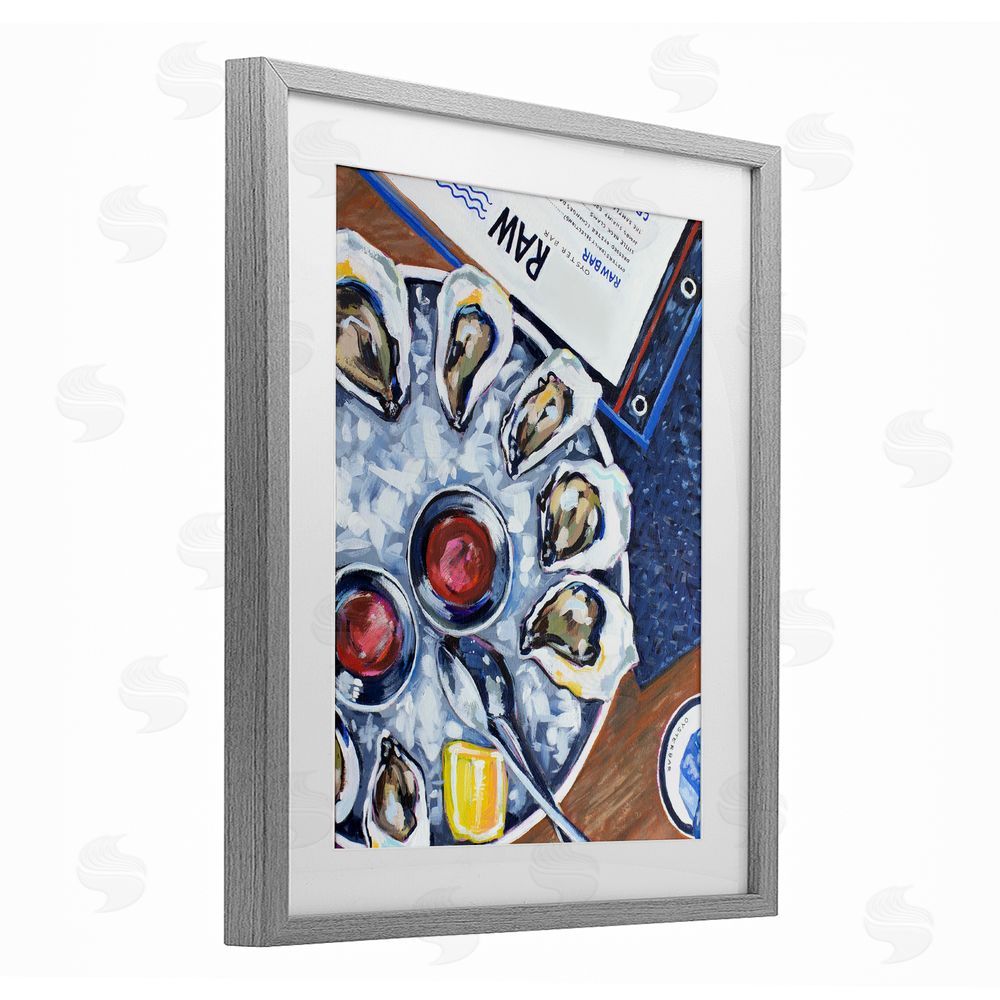 Rachel Nerney Oysters on Ice Gray Framed Print Under Glass Wall Art