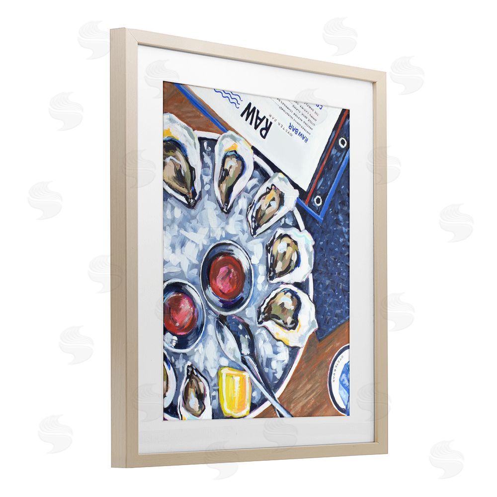 Rachel Nerney Oysters on Ice Brown Framed Print Under Glass Wall Art