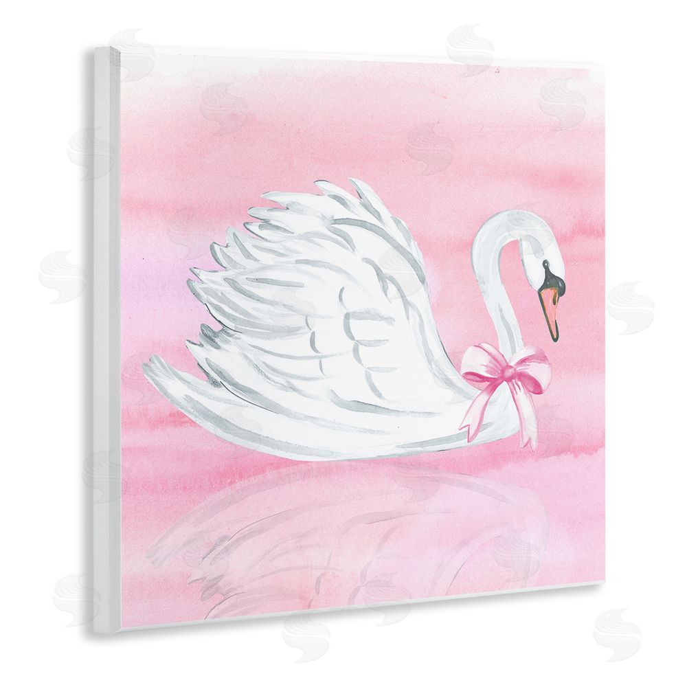 Corinne Haig Pink Bow Swan Wall Plaque Home Decor Art Print