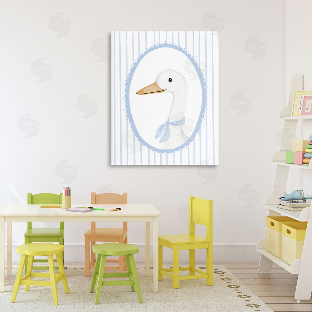 Cherrywood Lane Dainty Bordered Duck Stretched Canvas Wall Art Print in Room