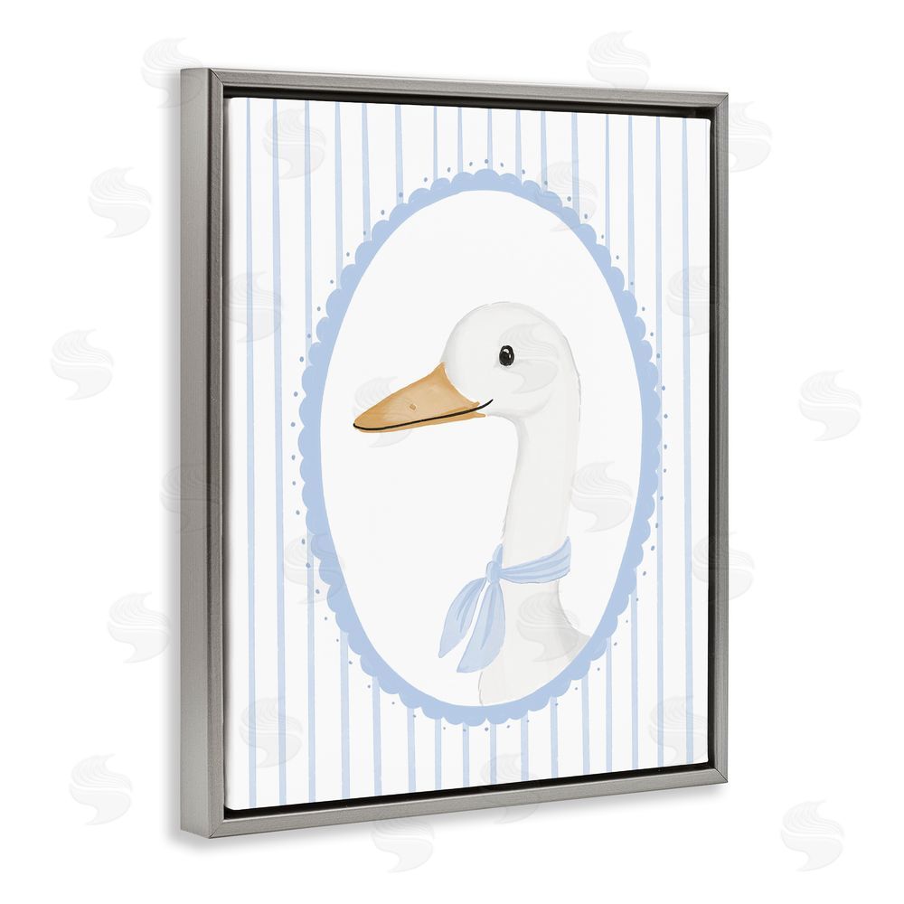 Cherrywood Lane Dainty Bordered Duck Gray Floating Frame Wall Art Print