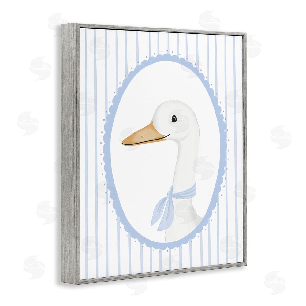 Cherrywood Lane Dainty Bordered Duck Gray Framed Giclee Wall Art Print