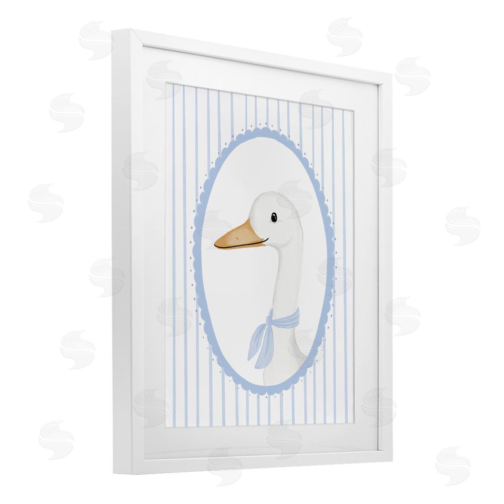 Cherrywood Lane Dainty Bordered Duck White Framed Print Under Glass Wall Art