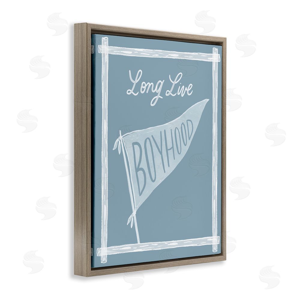 Cherrywood Lane Long Live Boyhood with Border Brown Floating Framed Canvas Wall Art