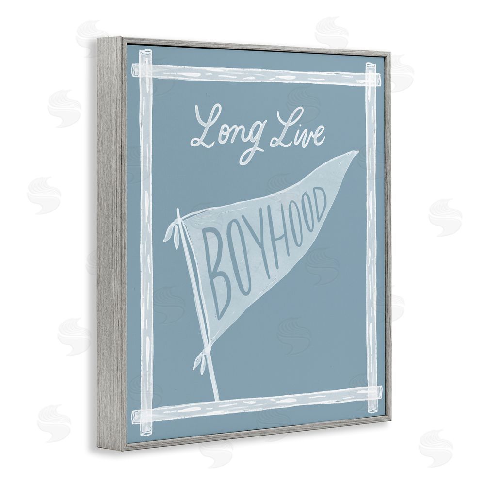 Cherrywood Lane Long Live Boyhood with Border Gray Framed Giclee Wall Art