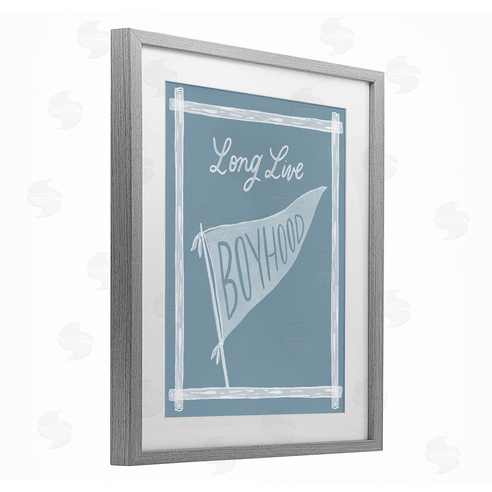 Cherrywood Lane Long Live Boyhood with Border Gray Framed Print Under Glass Wall Art