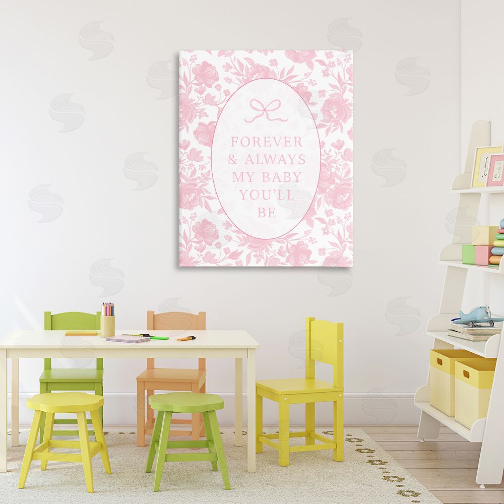 Cherrywood Lane Forever and Always Pink Florals Stretched Canvas Wall Art in Room