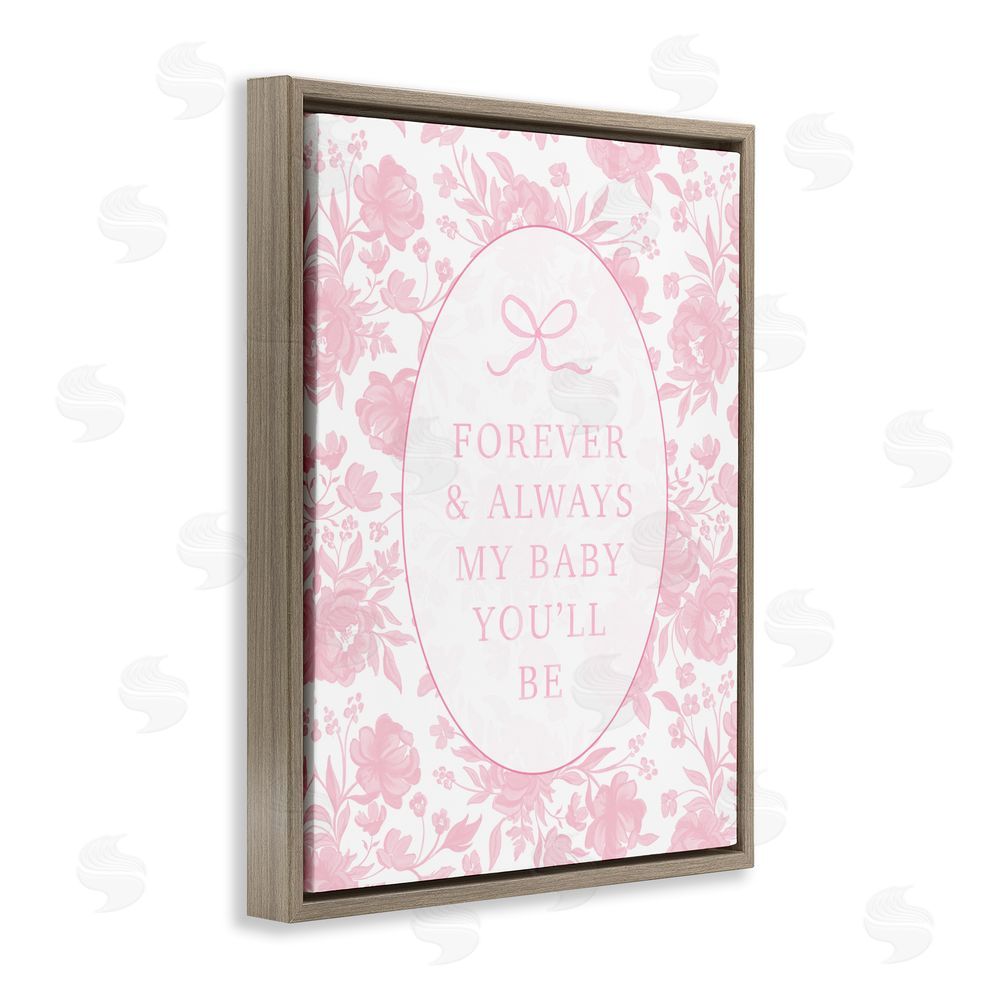 Cherrywood Lane Forever and Always Pink Florals Brown Floating Framed Canvas Wall Art