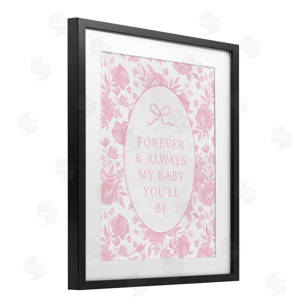 Cherrywood Lane Forever and Always Pink Florals Black Framed Print Under Glass Wall Art
