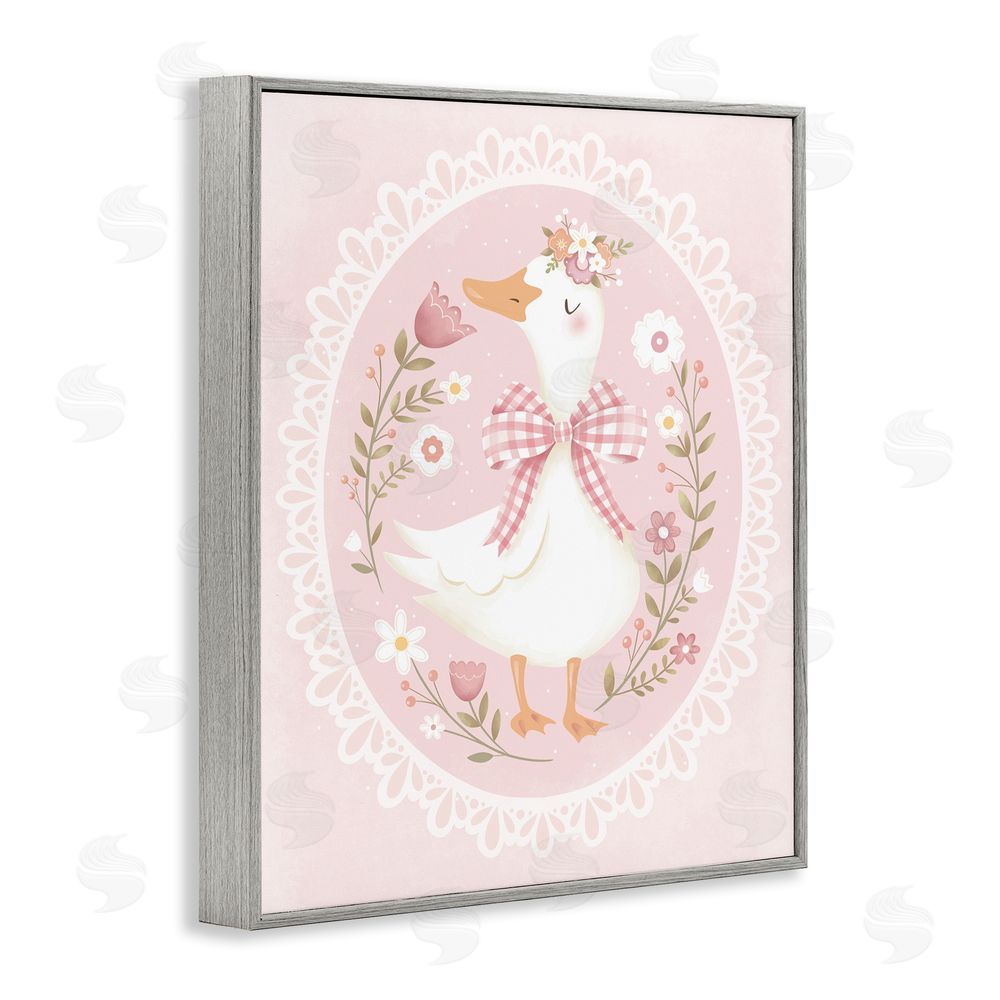 Penny Aguilera Pink Floral Spring Goose Gray Framed Giclee Wall Art Print